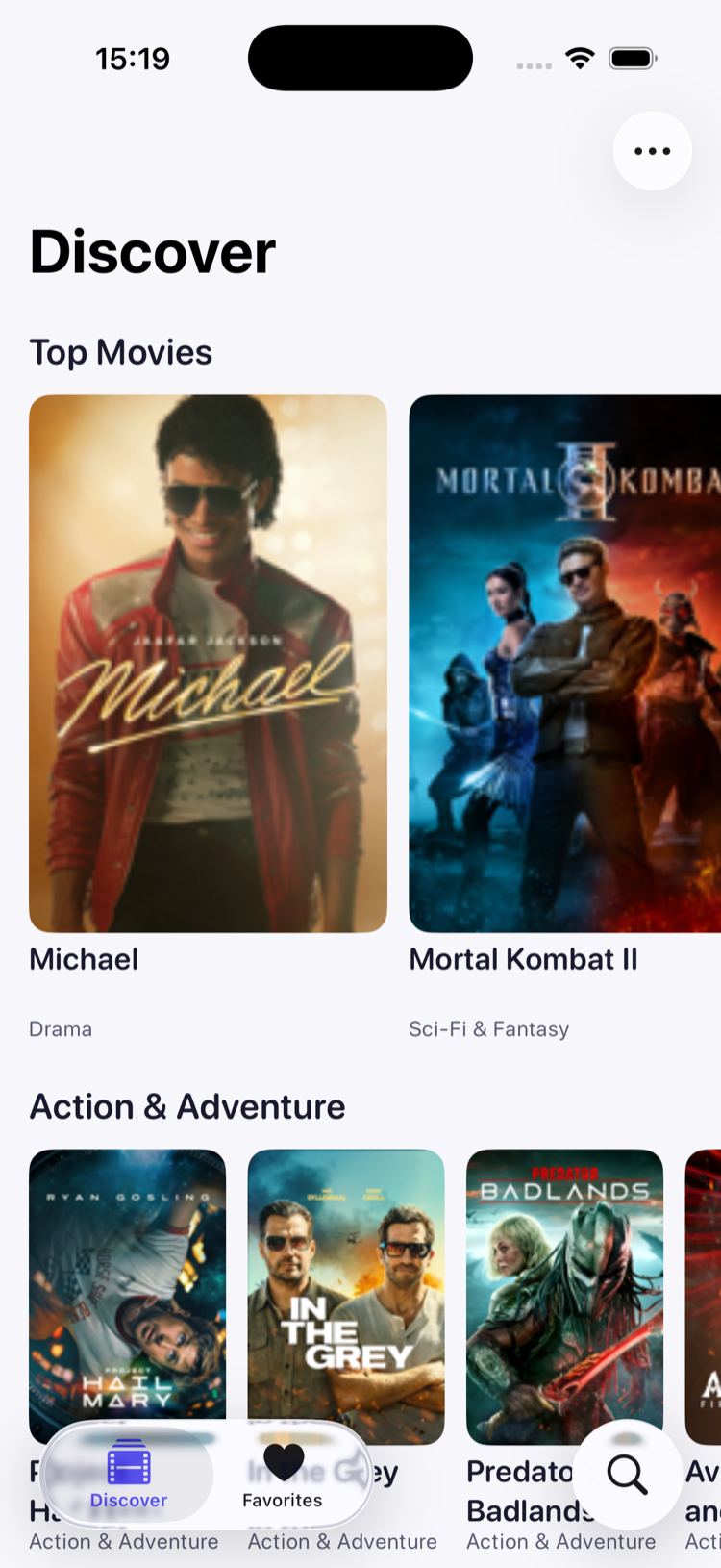Discover screen, light mode